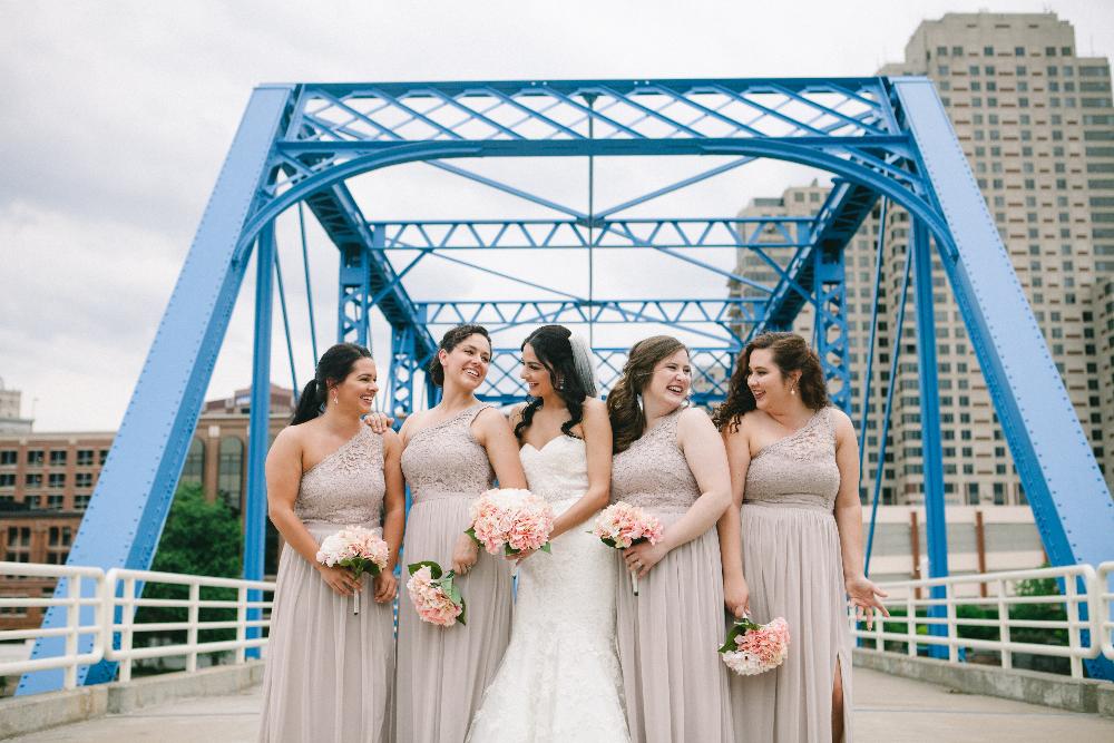 Wedding Bridal Party on the Blue Bridge
